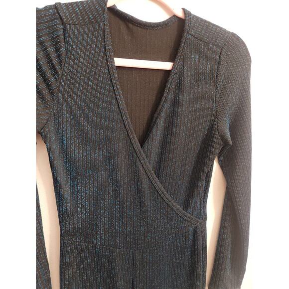 Women's Joslin Glitter Green Wrap V-Neck Midi Pants Size Small - Picture 2 of 5